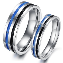 Easy To Use Blue-Black Titanium Ring For Lovers