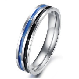 Easy To Use Blue-Black Titanium Ring For Lovers