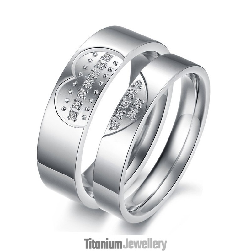 High Quality Sweetheart Titanium Ring For Lovers With Rhinestone High Quality Sweetheart Titanium Ring For Lovers With Rhinestone