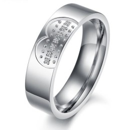 High Quality Sweetheart Titanium Ring For Lovers With Rhinestone