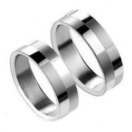 Quality And Quantity Assured Grid Titanium Ring For Lovers