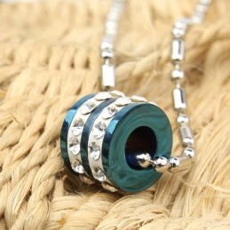 Fashion Blue Ring With Diamond Titanium Pendant And Necklace