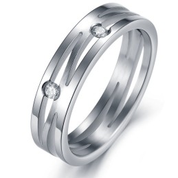 Stable Quality Labyrinth Titanium Ring For Lovers With Rhinestone