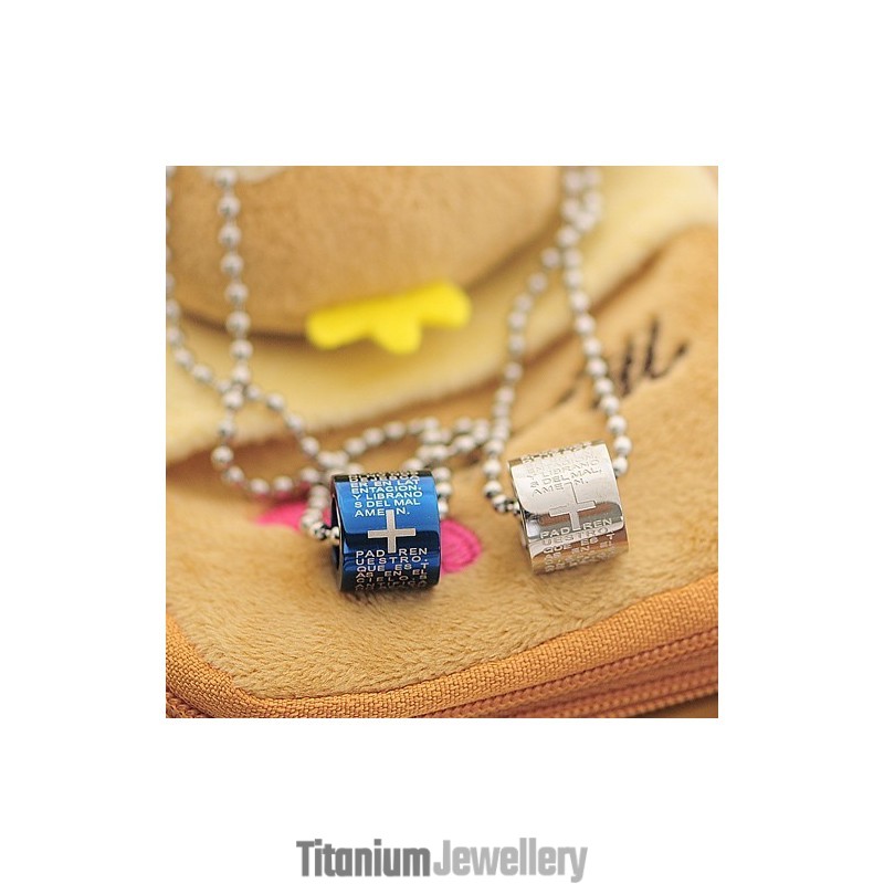 Romantic Blue Style Bible Titanium Couple Necklace And Pendant (One Pair) Romantic Blue Style Bible Titanium Couple Necklace And Pendant (One Pair)