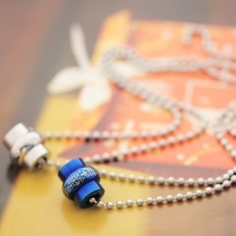 Classical Blue Style Bible Titanium Couple Necklace And Pendant (One Pair)