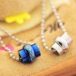 Classical Blue Style Bible Titanium Couple Necklace And Pendant (One Pair)