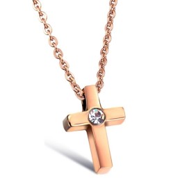 The Queen Of Quality Cross Titanium Necklace With Rhinestone