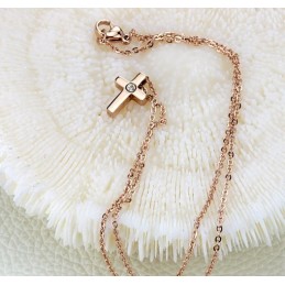 The Queen Of Quality Cross Titanium Necklace With Rhinestone
