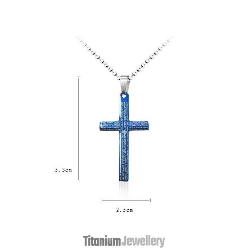 Exquisite Man Blue Bible Cross Pendant And Necklace Exquisite Man Blue Bible Cross Pendant And Necklace