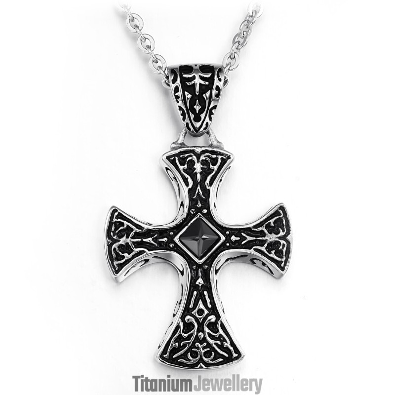 Wide Varieties Cross Titanium Necklace