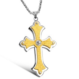 Complete In Specifications Female Cross Titanium Necklace With Rhinestone
