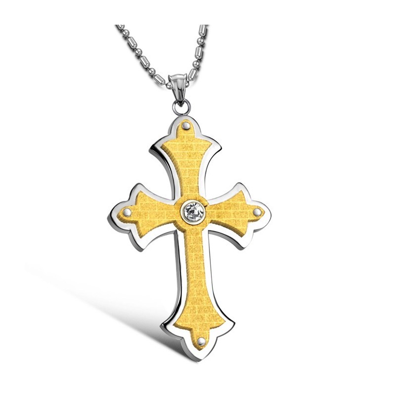 Complete In Specifications Female Cross Titanium Necklace With Rhinestone