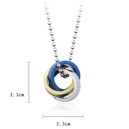 Fashion Three Color Rings Pendant And Titanium Necklace