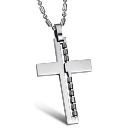 Quality And Quantity Assured Male Cross Titanium Necklace
