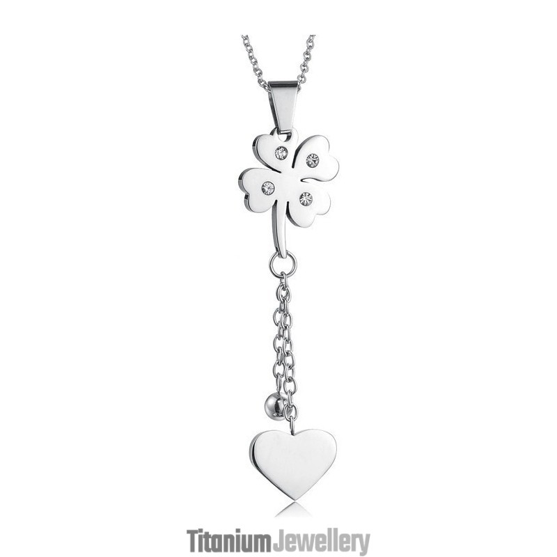 Quality And Quantity Assured Female Clover Shape Titanium Necklace