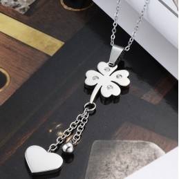 Quality And Quantity Assured Female Clover Shape Titanium Necklace