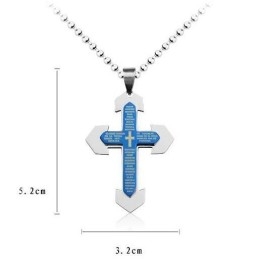 Bible Cross Titanium Pendant And Necklace