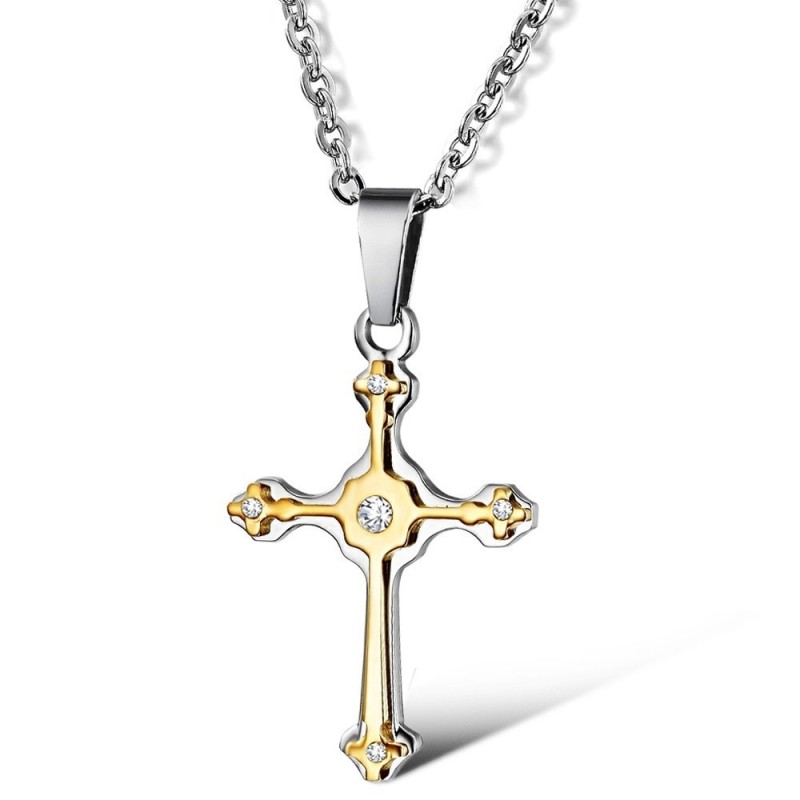Easy To Use Female Cross Titanium Necklace With Rhinestone