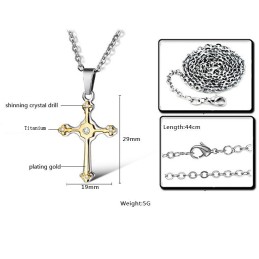Easy To Use Female Cross Titanium Necklace With Rhinestone