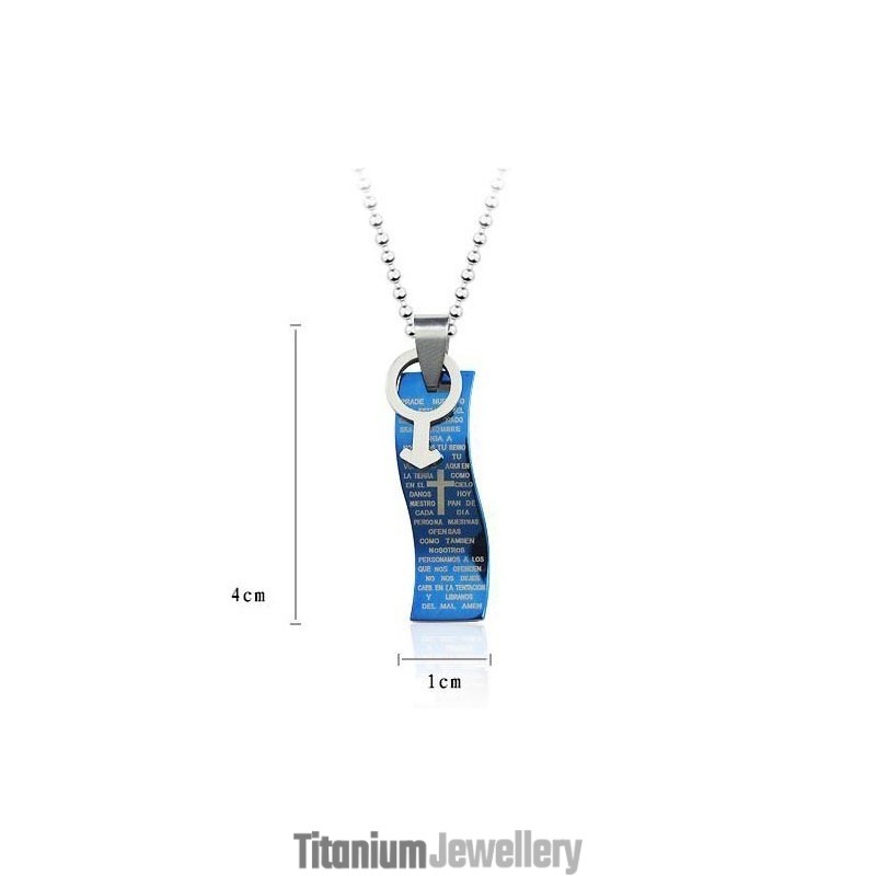 Blue Style Bible Cross Titanium Pendant And Necklace Symbols For Man Blue Style Bible Cross Titanium Pendant And Necklace Symbols For Man