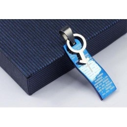 Blue Style Bible Cross Titanium Pendant And Necklace Symbols For Man