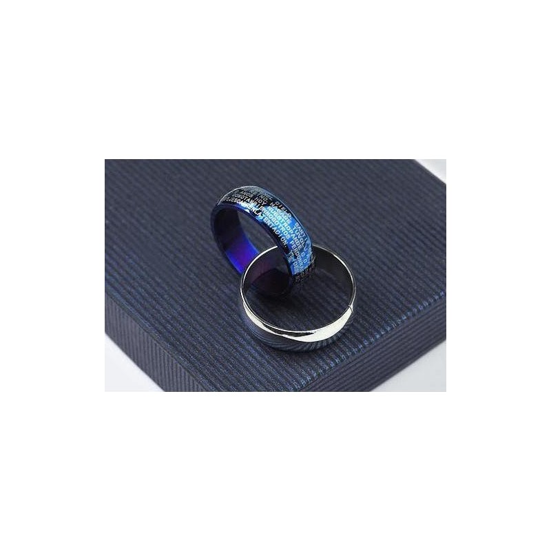 Blue And Silver Cross Bible Rings Titanium Pendant And Necklace Blue And Silver Cross Bible Rings Titanium Pendant And Necklace