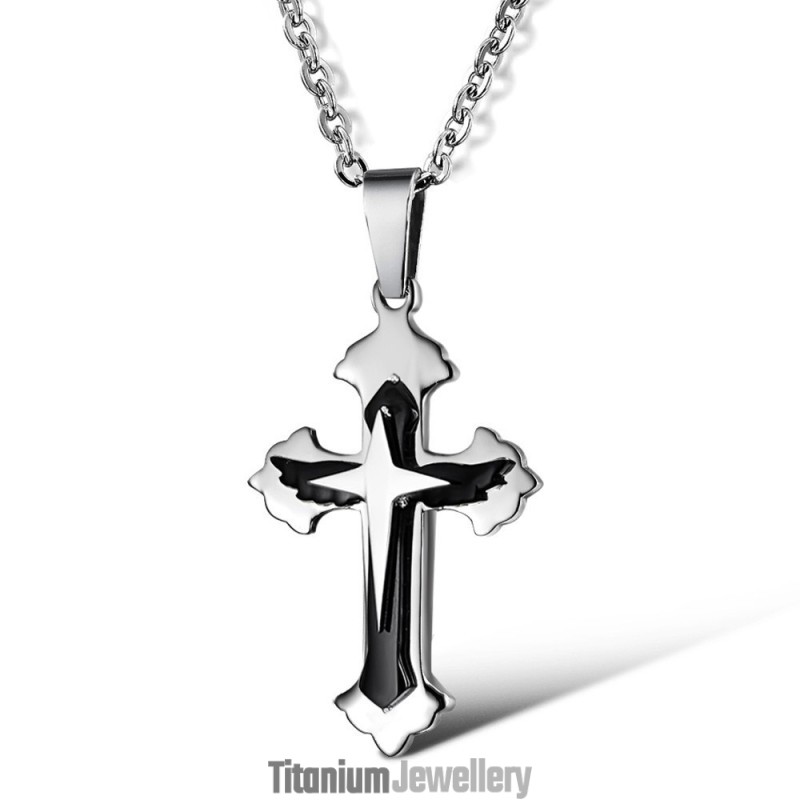 Stable Quality Male Cross Titanium Necklace