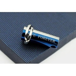 Love Forever Blue And Silver Two Part Titanium Pendant Necklace