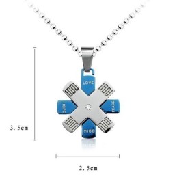 Love Hope Rudder Blue And Silver Titanium Pendant And Necklace
