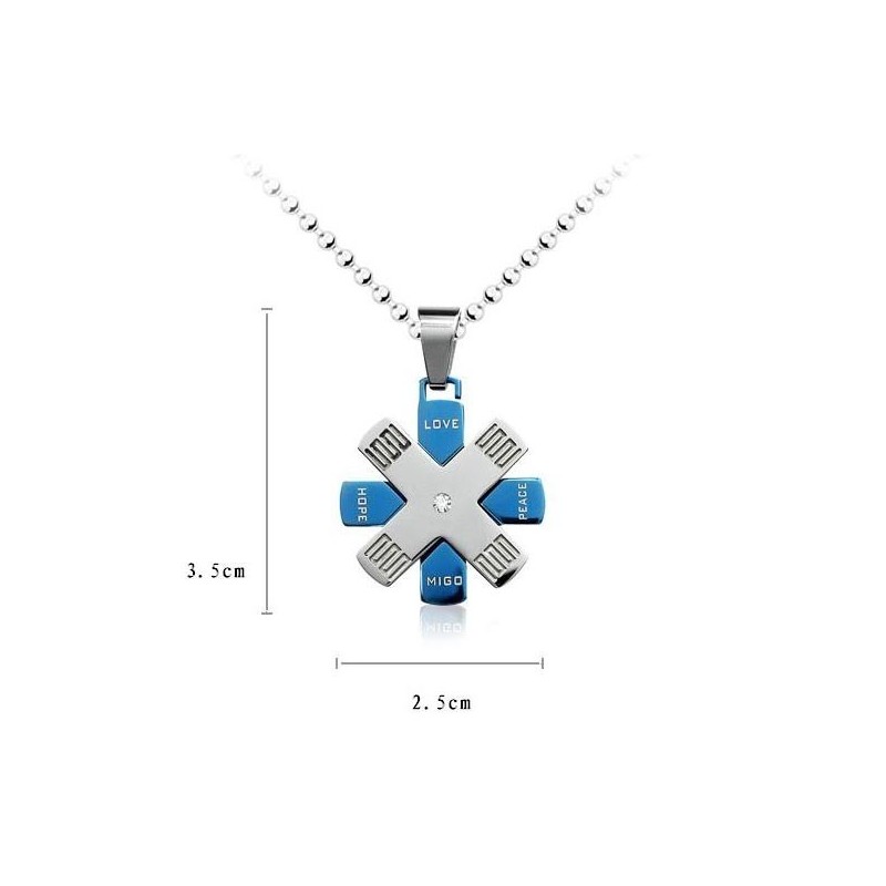 Love Hope Rudder Blue And Silver Titanium Pendant And Necklace Love Hope Rudder Blue And Silver Titanium Pendant And Necklace