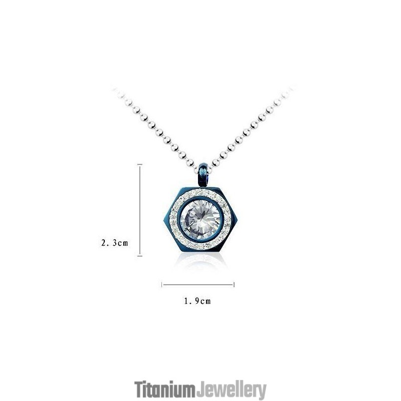 Hexagram Blue Pure Titanium And Diamond Pendant Necklace Hexagram Blue Pure Titanium And Diamond Pendant Necklace