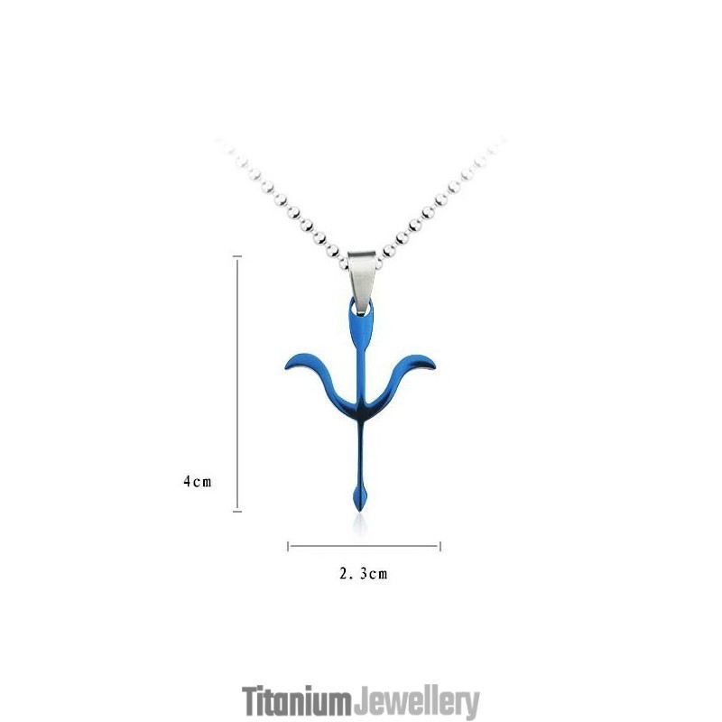 Cupid'S Arrow Blue Titanium Pendant And Necklace