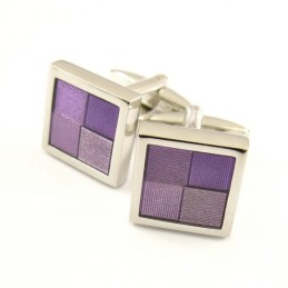 Titanium And Purple Square Funky Cufflinks