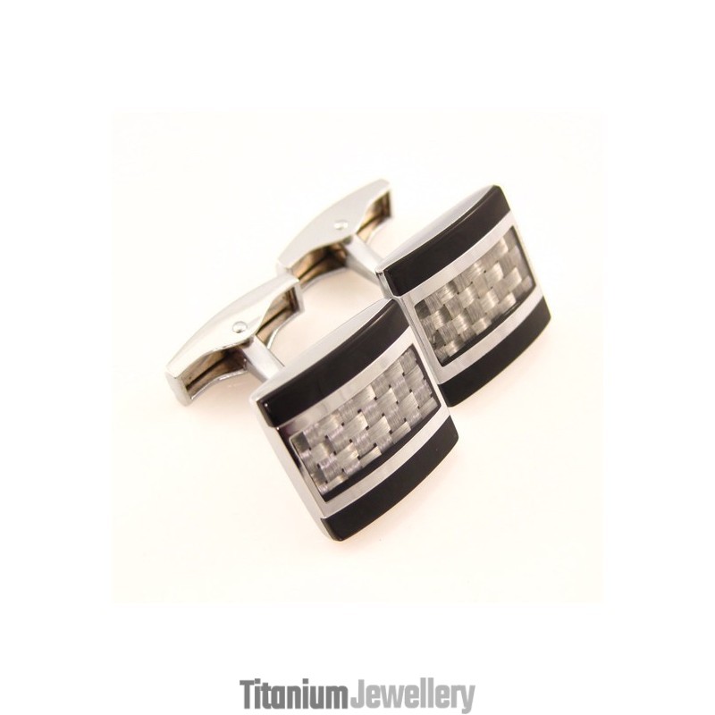 Titanium And Carbon Fibre Knitting Pattern Cufflinks Titanium And Carbon Fibre Knitting Pattern Cufflinks