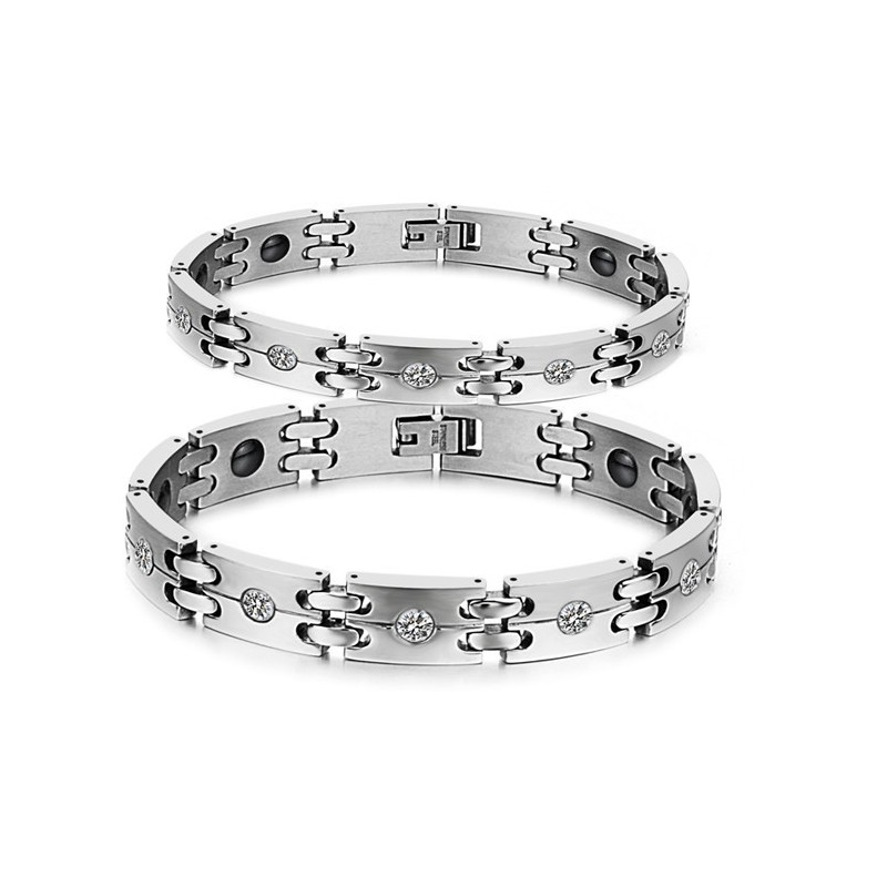 Stable Quality Health Titanium Bracelet For Lovers With Rhinestone Stable Quality Health Titanium Bracelet For Lovers With Rhinestone