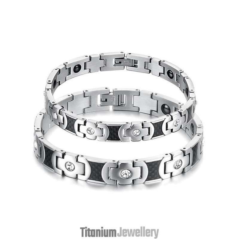 Superior Quality Health Titanium Bracelet For Lovers With Rhinestone