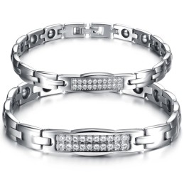 The Queen Of Quality Health Titanium Lodestone Bracelet For Lovers With Diamond