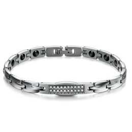 The Queen Of Quality Health Titanium Lodestone Bracelet For Lovers With Diamond