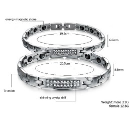 The Queen Of Quality Health Titanium Lodestone Bracelet For Lovers With Diamond