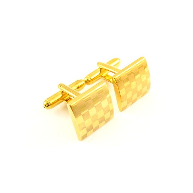 Titanium With Golden Plating Square Cufflinks Titanium With Golden Plating Square Cufflinks