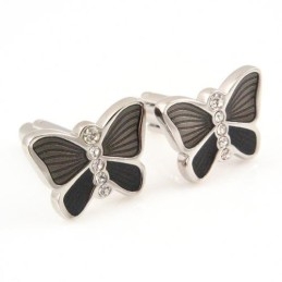Butterfly Titanium Cufflinks With Diamonds