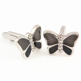 Butterfly Titanium Cufflinks With Diamonds