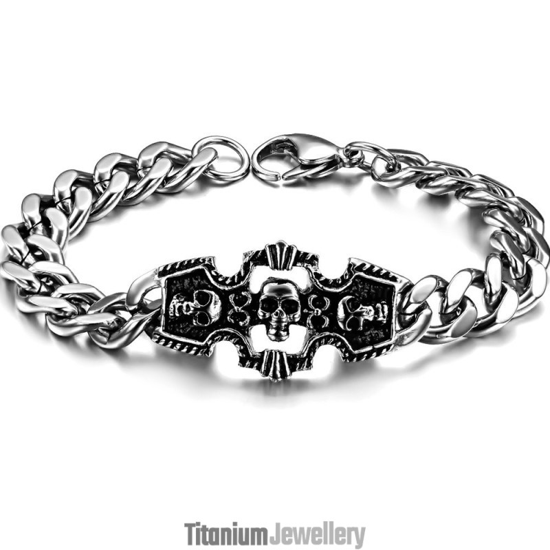 Excellent Quality Male Skull Titanium Bracelet Excellent Quality Male Skull Titanium Bracelet