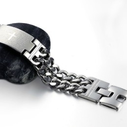 Easy To Use Male Cross Titanium Bracelet