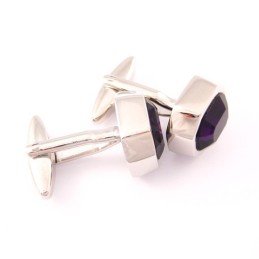 Fashion Titanium Cufflinks With Mysterious Purple Opal