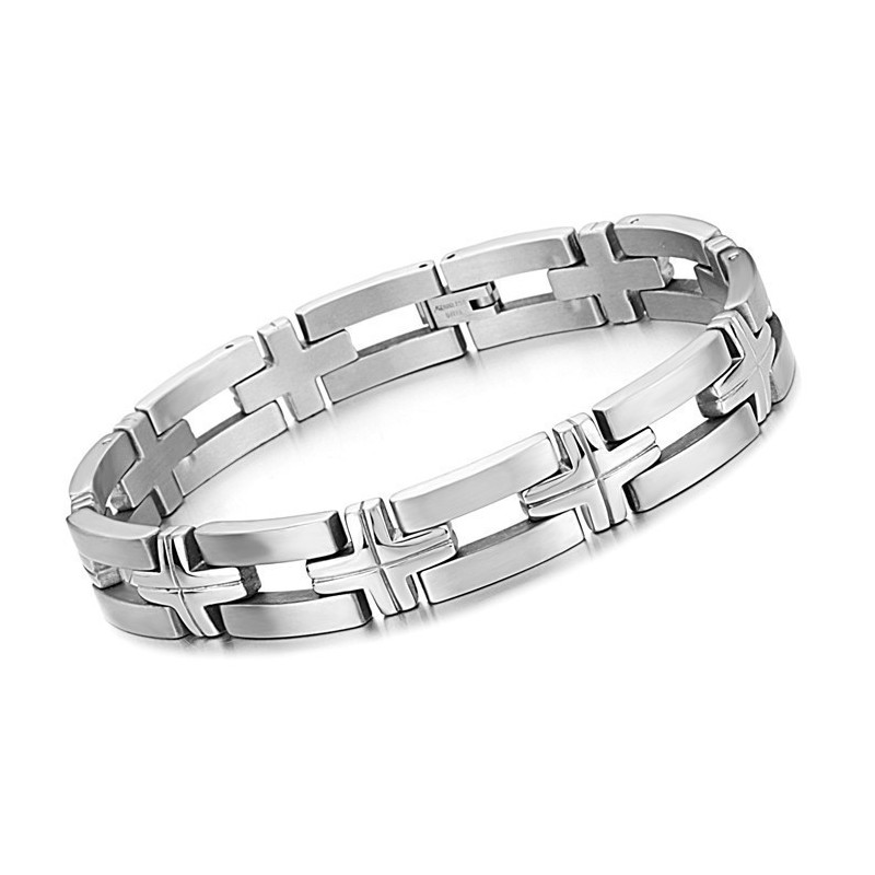 High Quality Male Cross Titanium Bracelet