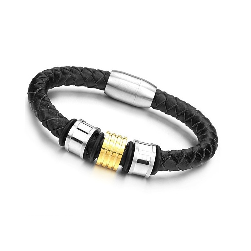 Reliable Quality Male Round Shape Titanium Leather Bangle Reliable Quality Male Round Shape Titanium Leather Bangle