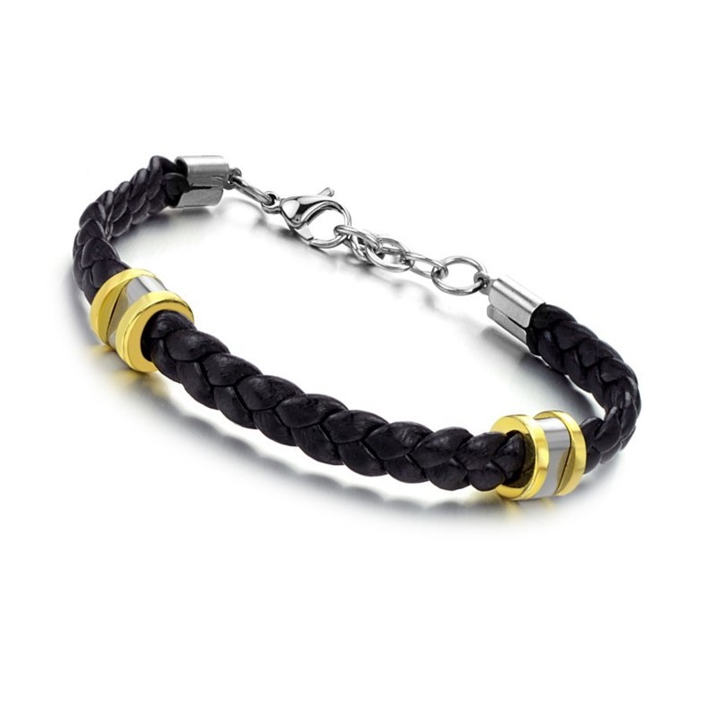 High Quality Concise Titanium Leather Bangle High Quality Concise Titanium Leather Bangle