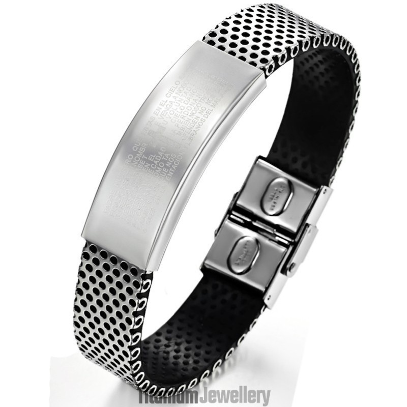 Easy To Use Black Titanium Leather Bangle Easy To Use Black Titanium Leather Bangle