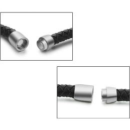 The Queen Of Quality Male Black Titanium Leather Bangle